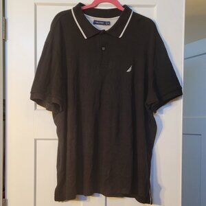 Nautica Men's Cotton Collared Polo Short Sleeved Shirt Black W/ Logo Size 2XL